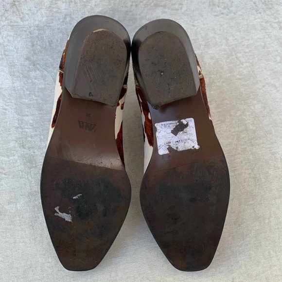 Zara Cow Print Calf Hair Western Ankle Booties - Picture 10 of 14